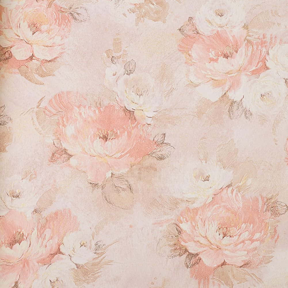 Vintage Peach White Flowers Background