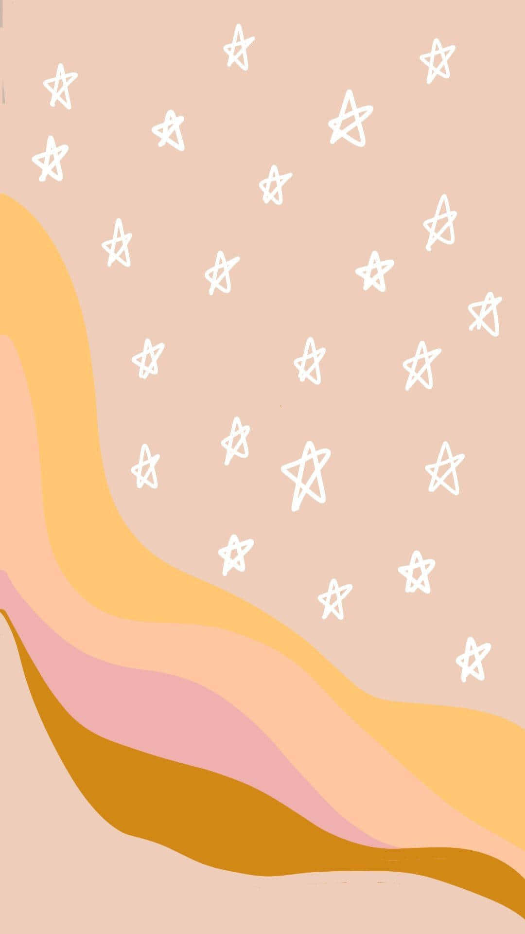 Vintage Peach White Stars Background