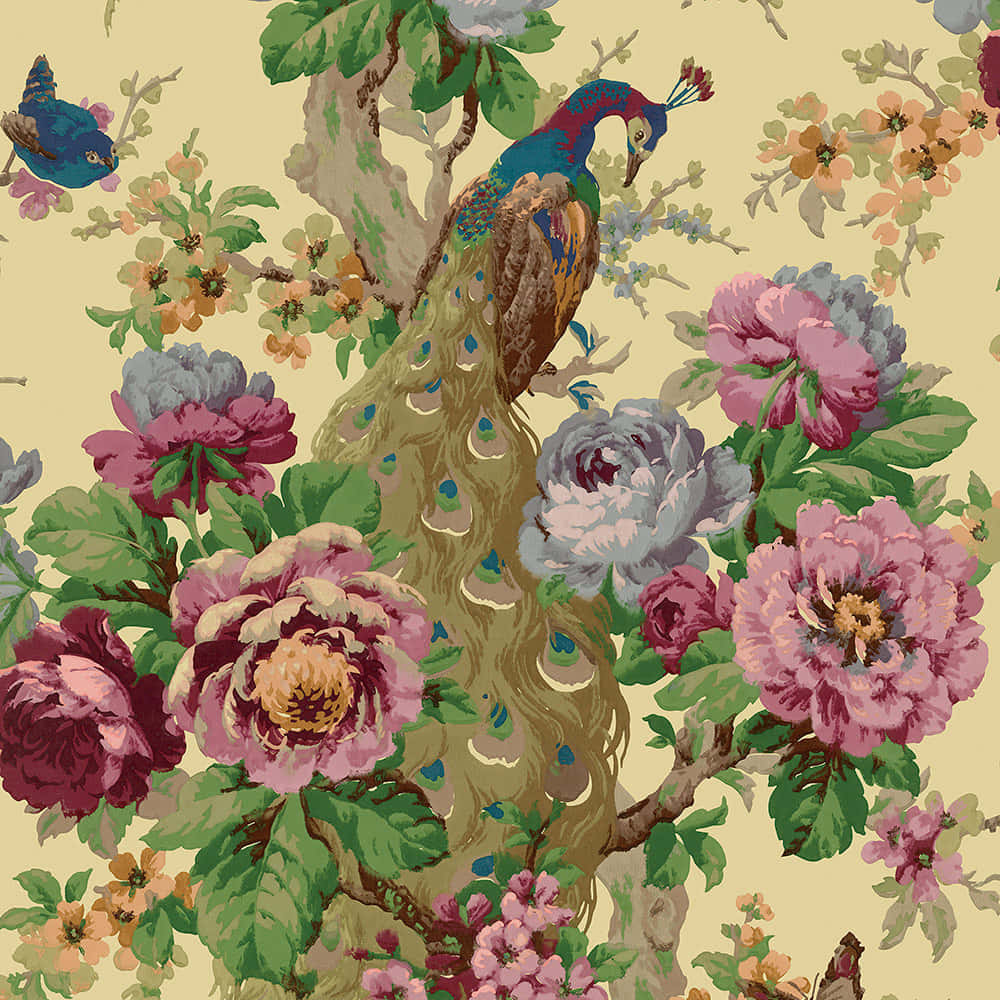 Vintage Peacock Floral Pattern