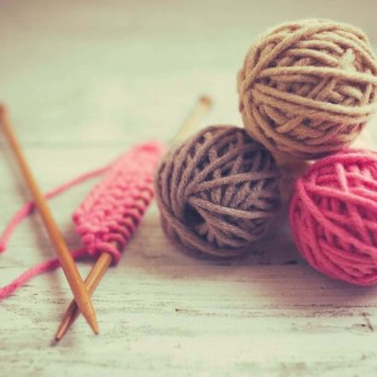 Vintage Photo Of Knitting Yarns Background