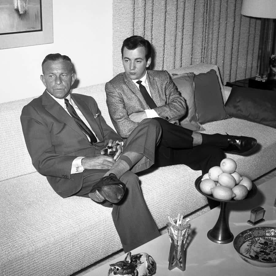 Vintage Photo Two Men Sofa Black White Background