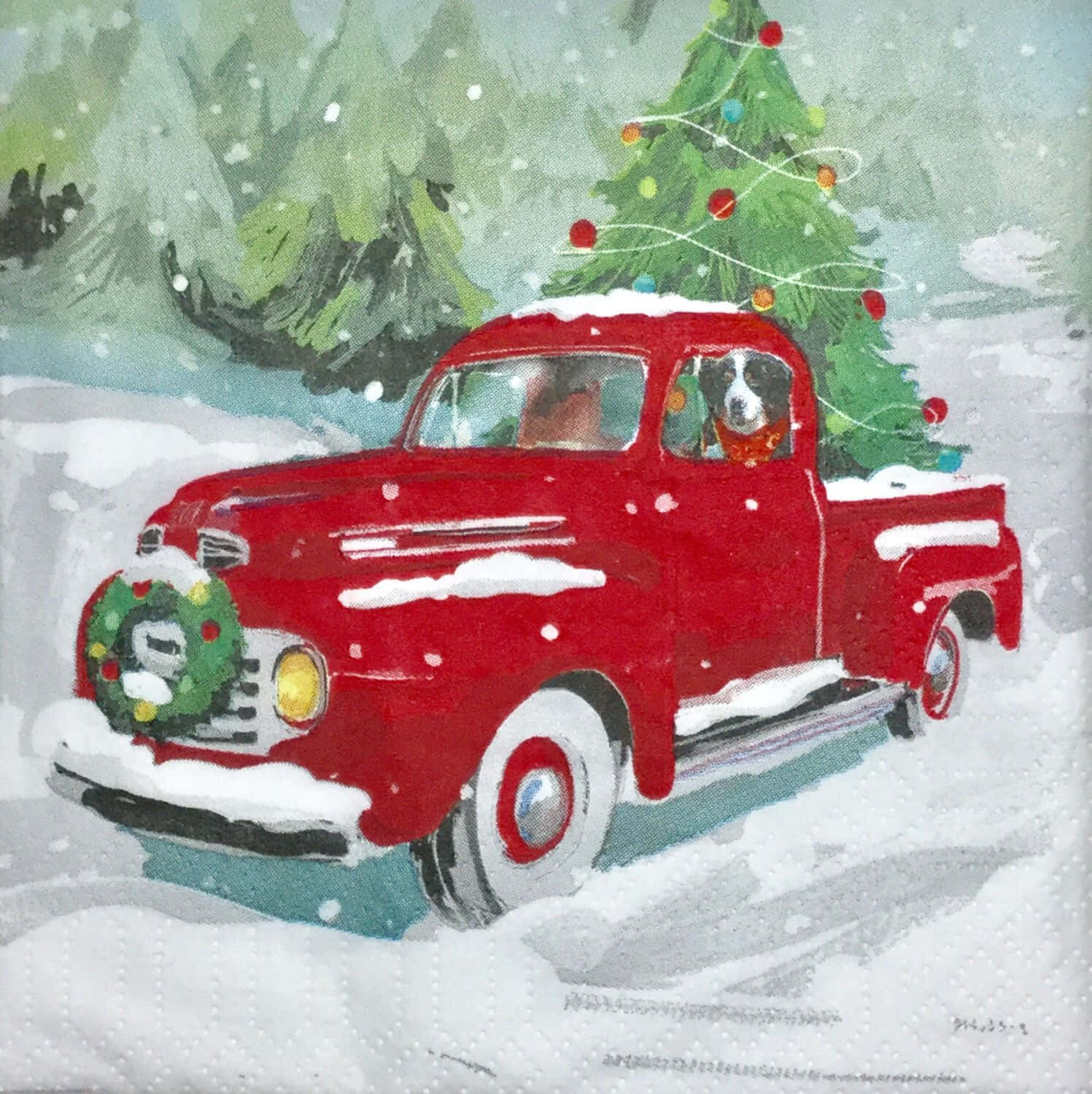 Vintage Pickup Truck Brings Home The Holiday Spirit Background