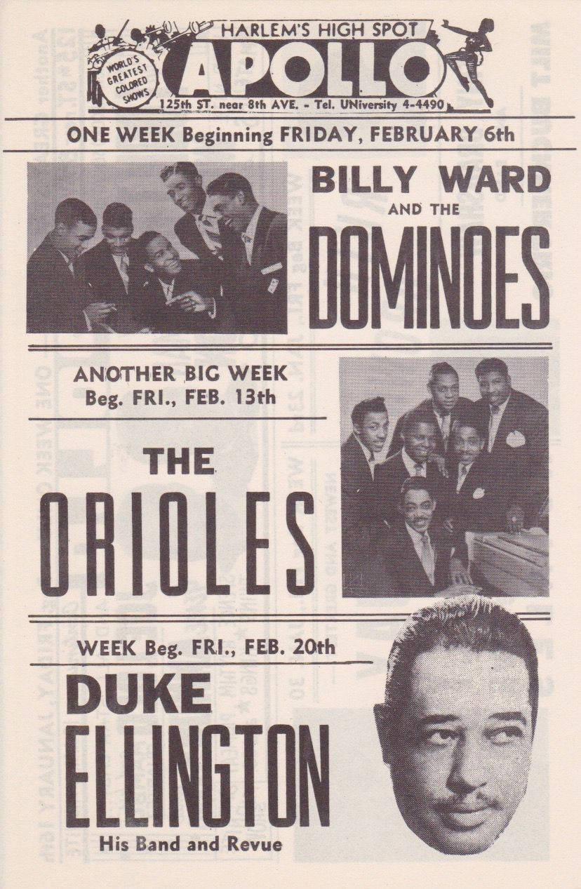 Vintage Poster Advertisement Of Billy Ward And The Dominoes Performance At Apollo Background