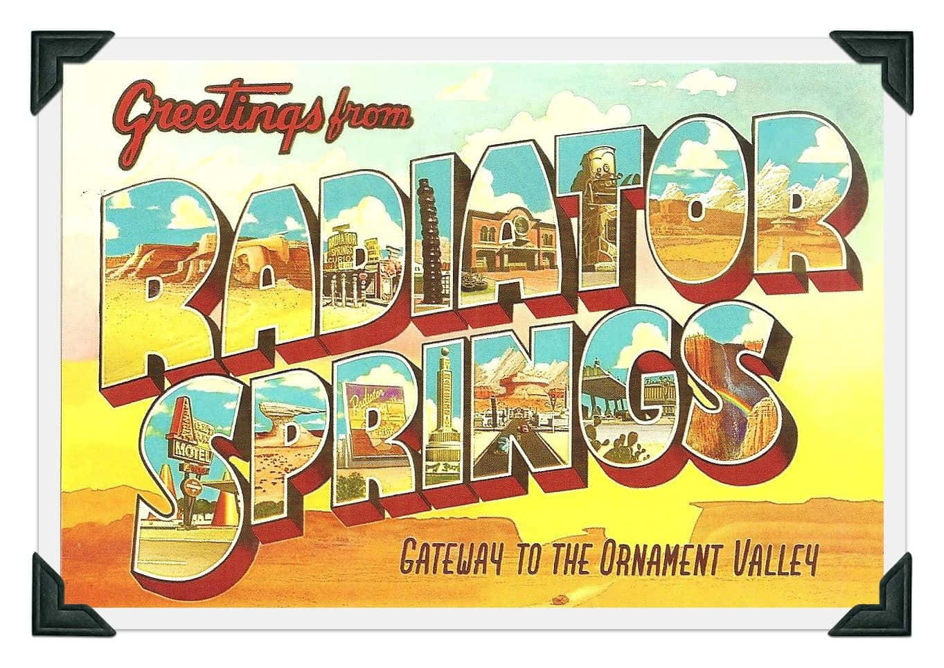 Vintage Radiator Springs Greetings Card Digital Art Background