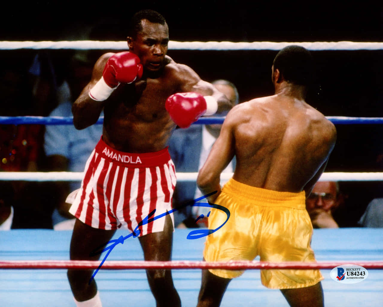 Vintage Ray Leonard Boxing With Black Backdrop Desktop Background