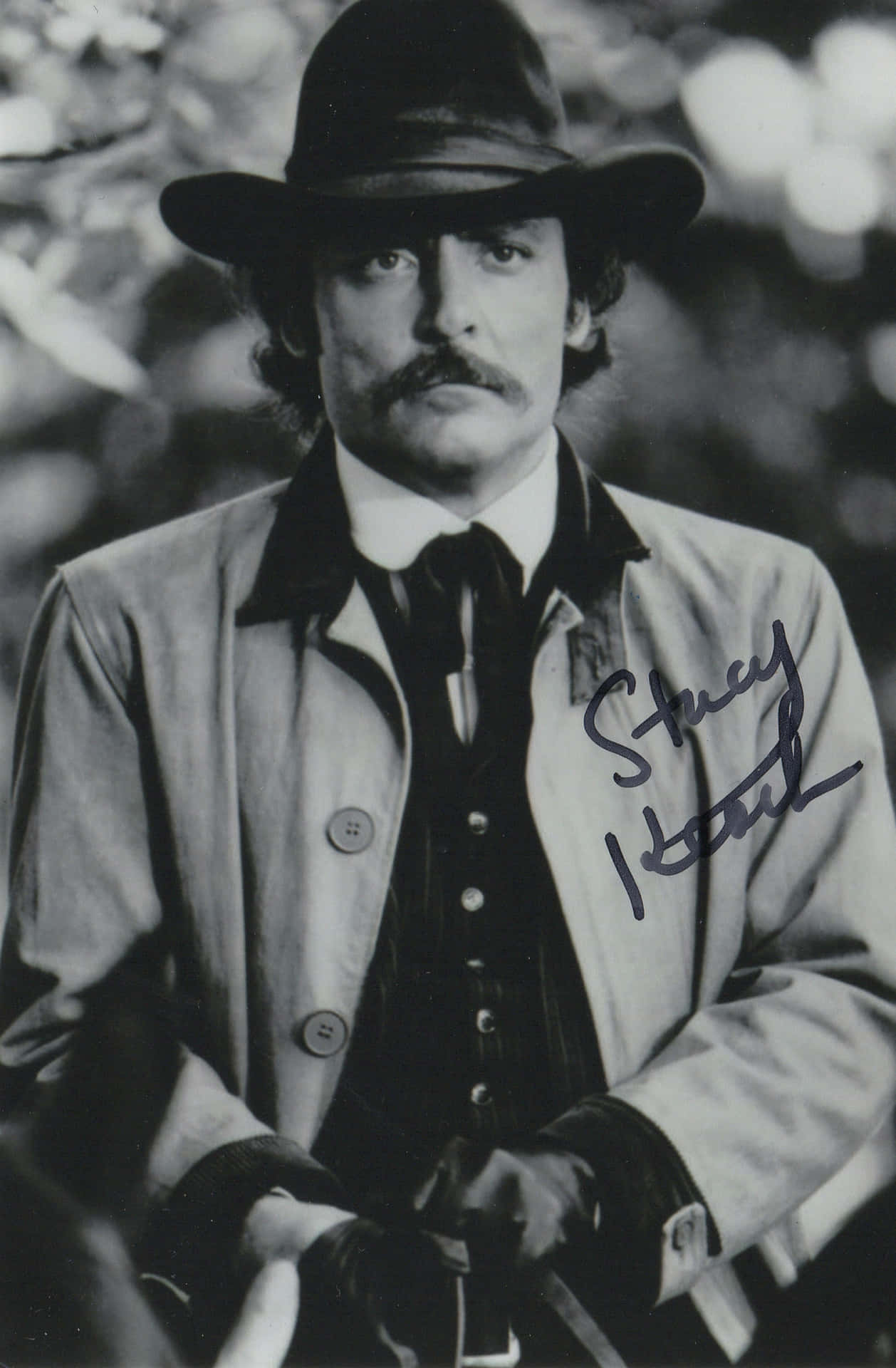 Vintage Styled Man With Hat Autographed Photo Background