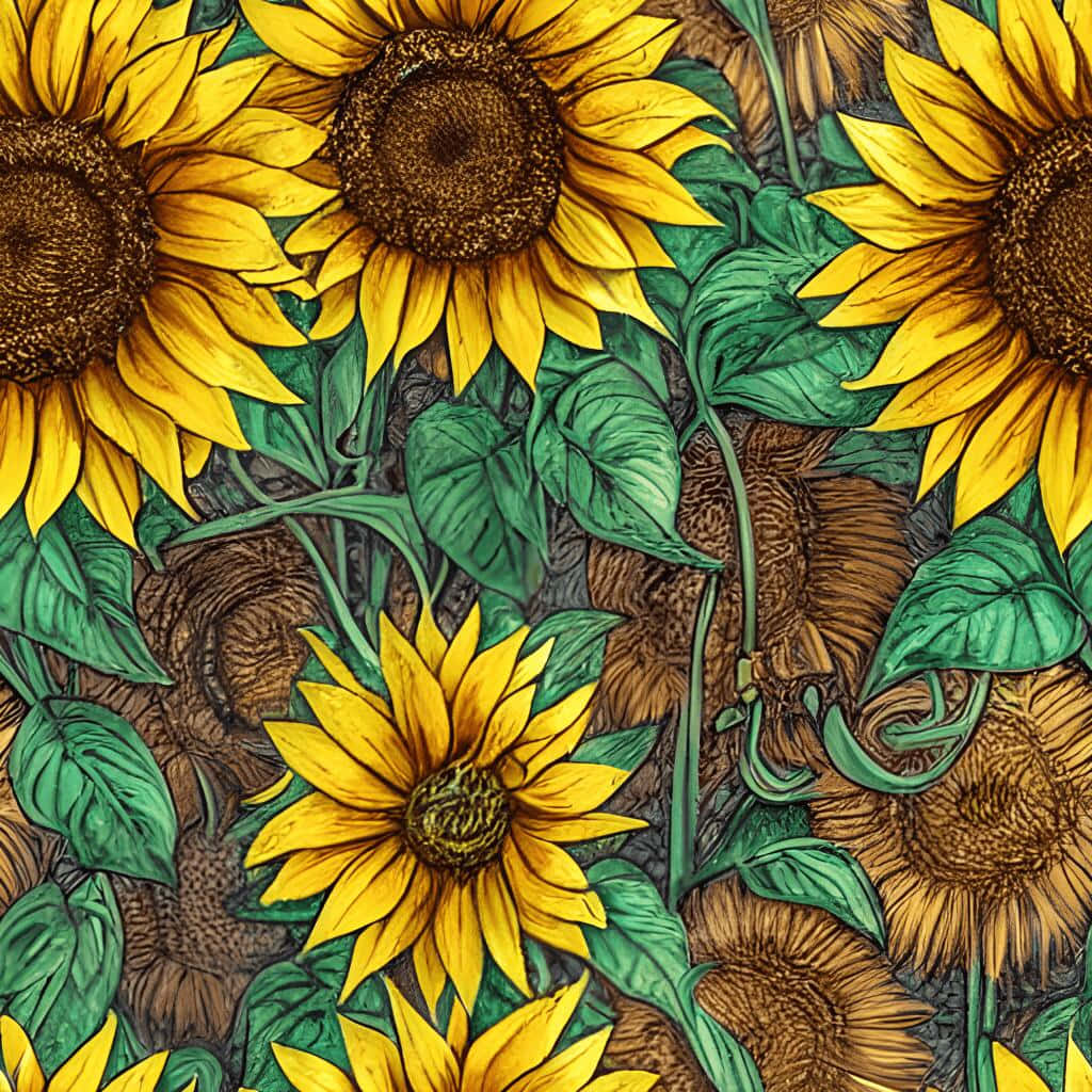 Vintage Sunflower Pattern Texture Background