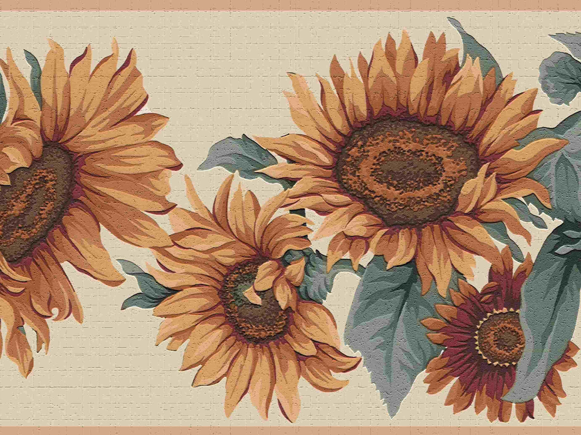 Vintage Sunflower Pattern Texture Background