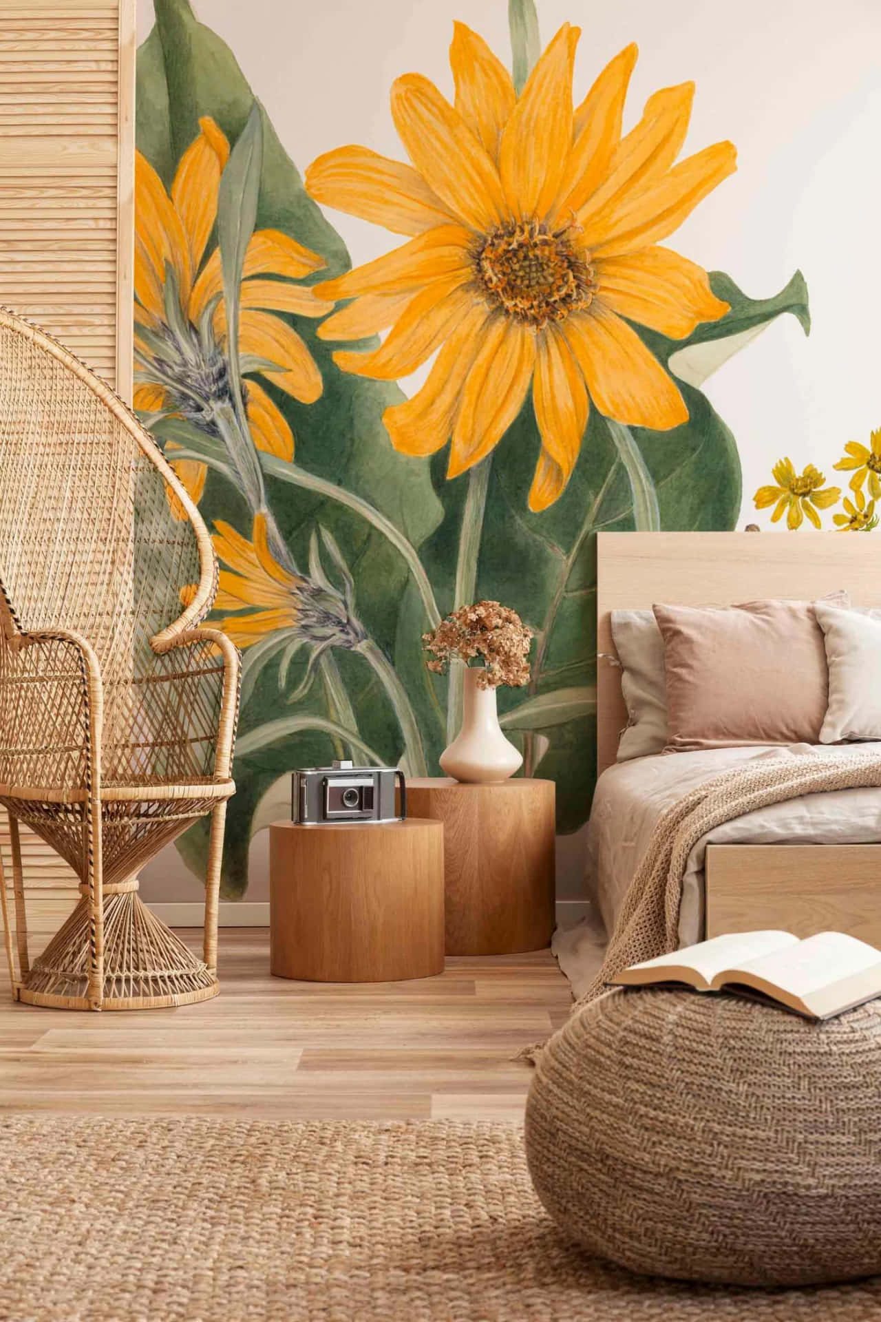 Vintage Sunflower Room Decor Background