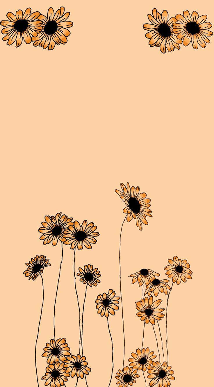 Vintage Sunflower Sketch Art Background