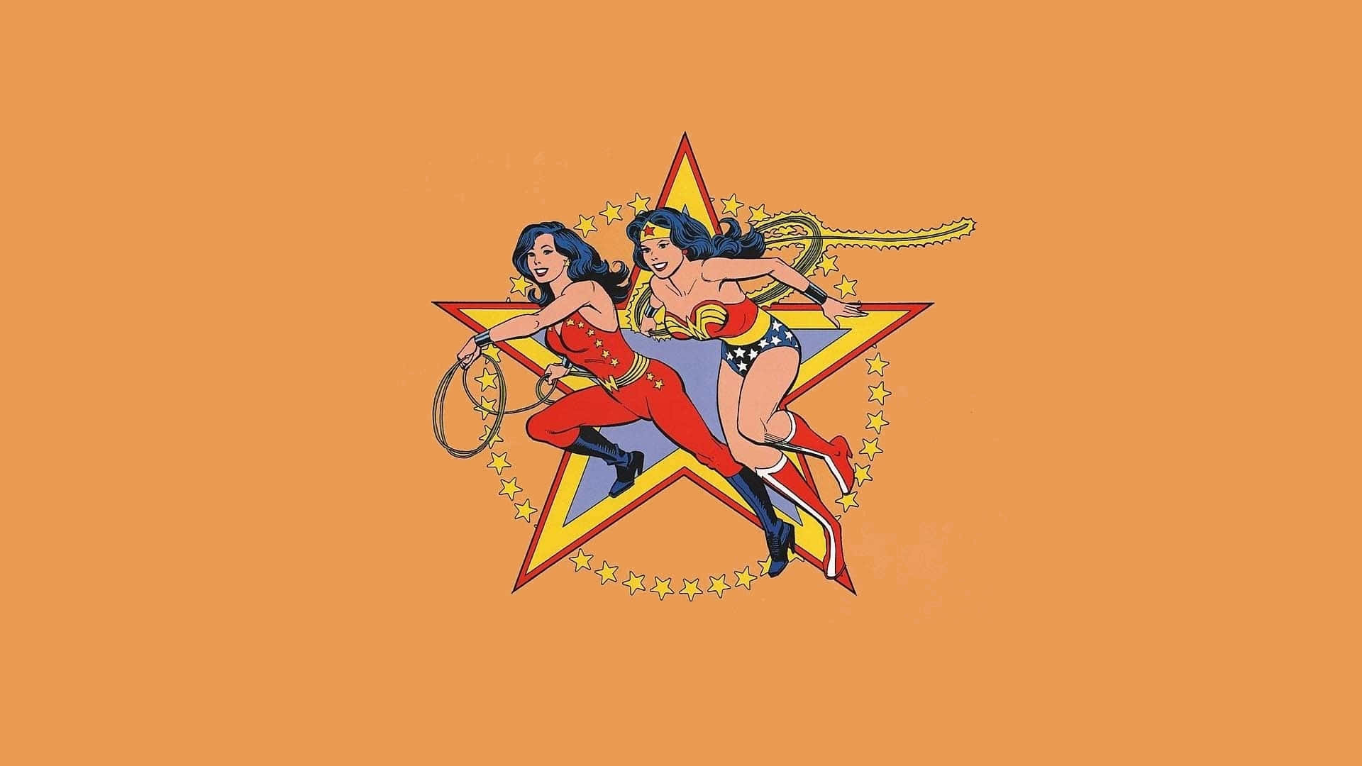 Vintage Superheroines Star Backdrop