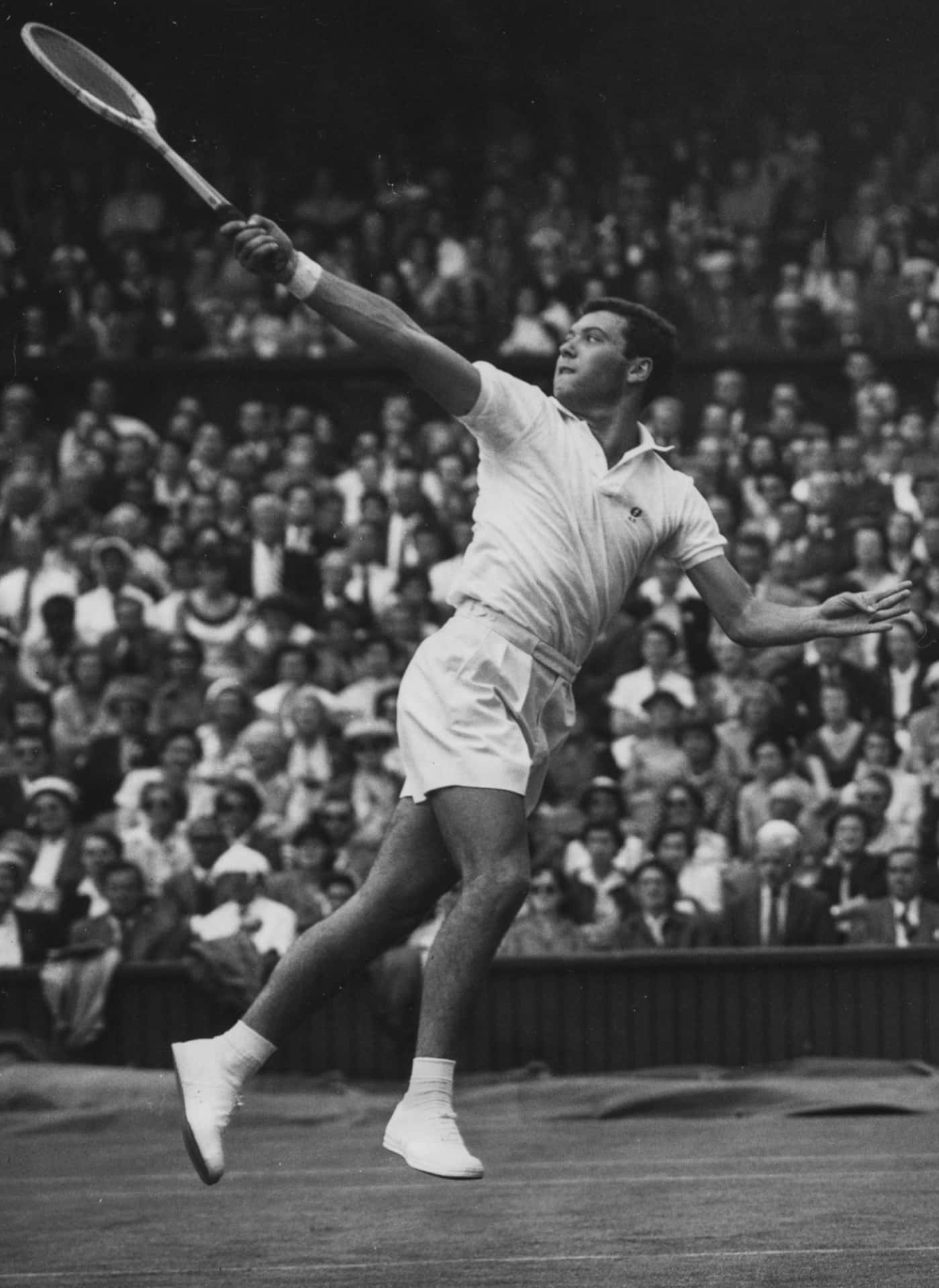 Vintage Tennis Player Action Shot Background