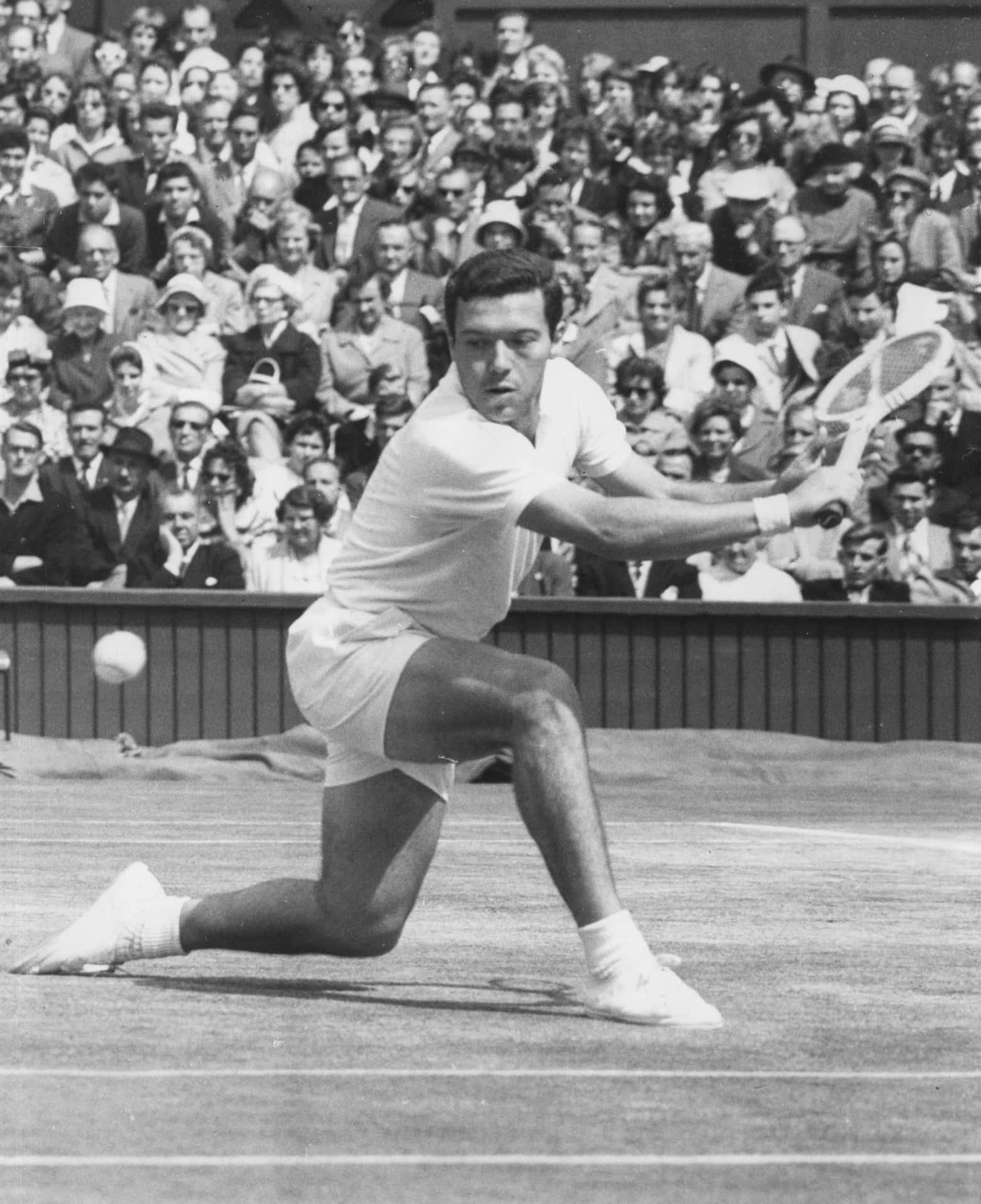 Vintage Tennis Player Action Shot Background