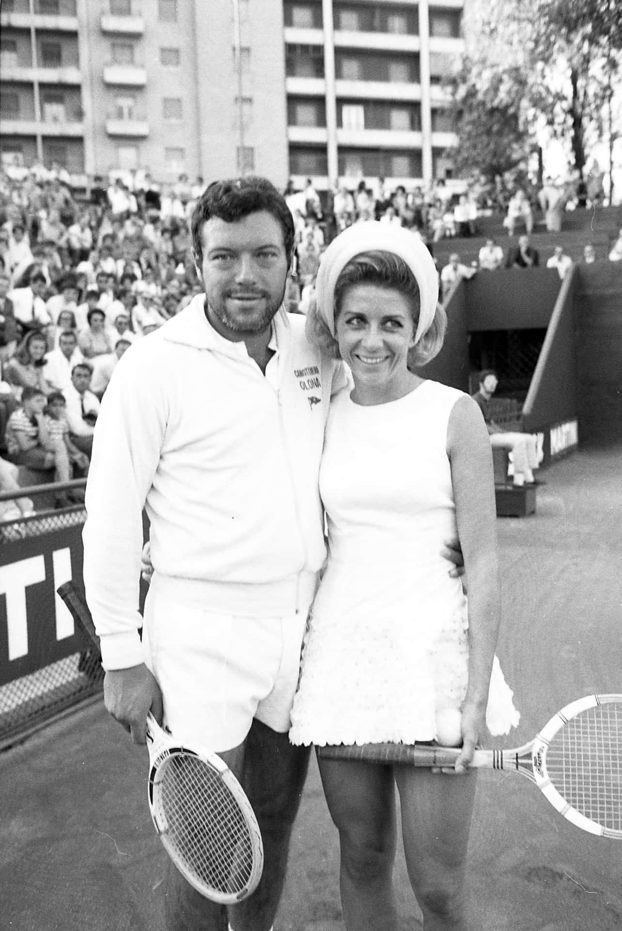 Vintage Tennis Players Blackand White Background