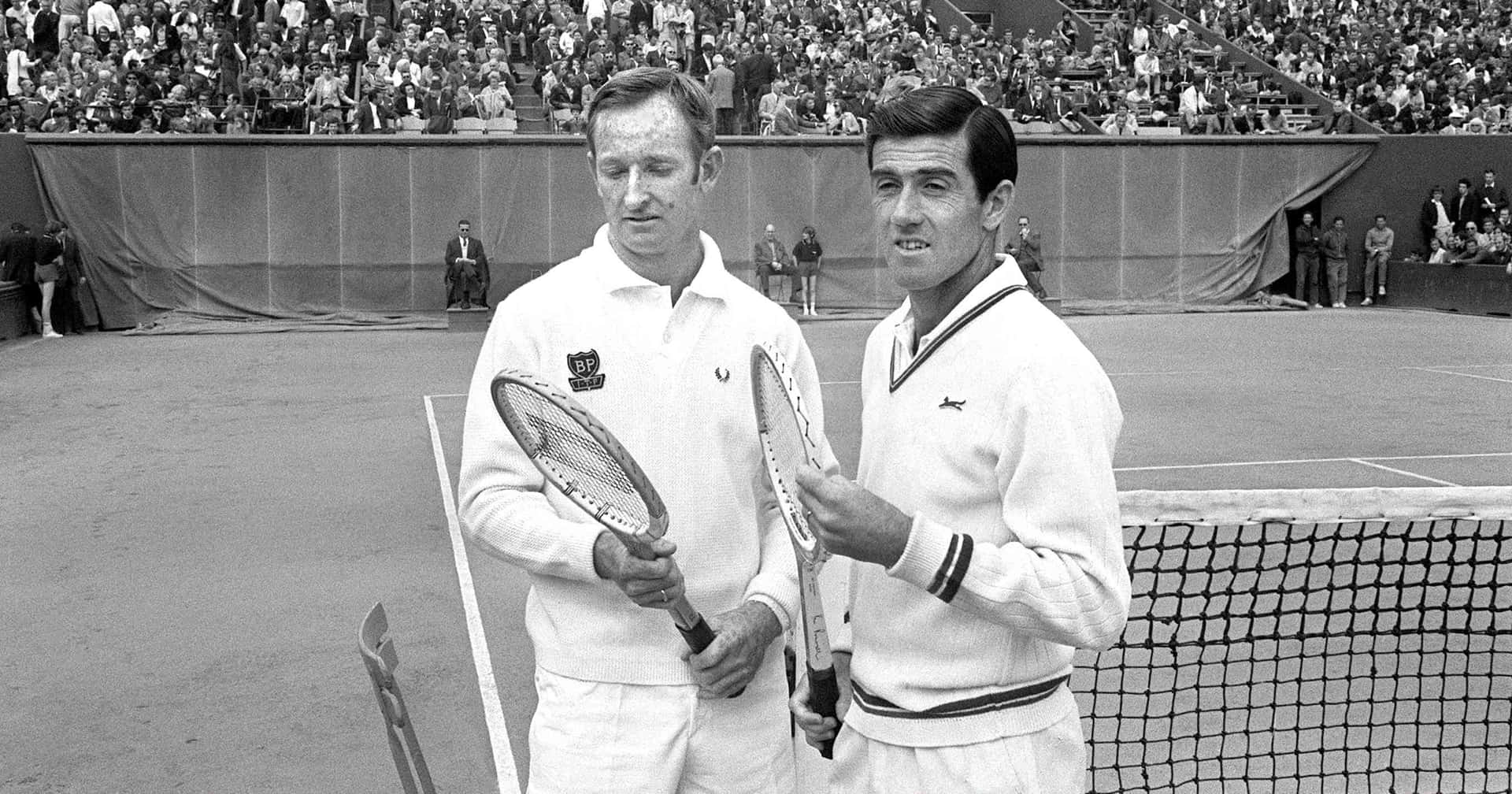 Vintage Tennis Players Courtside Background
