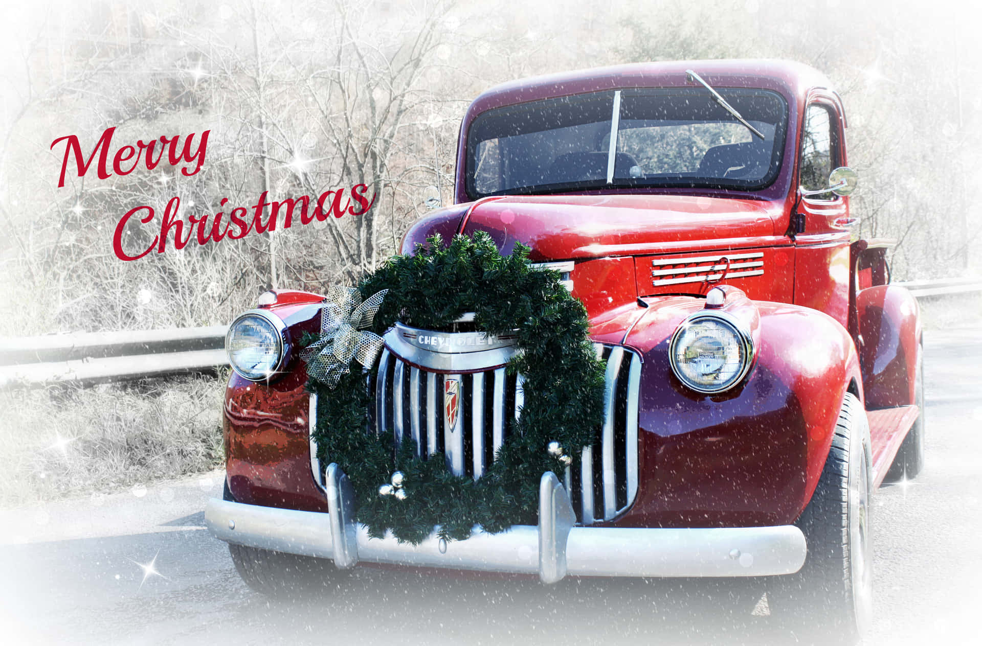 Vintage Truck Spreads Christmas Cheer Background