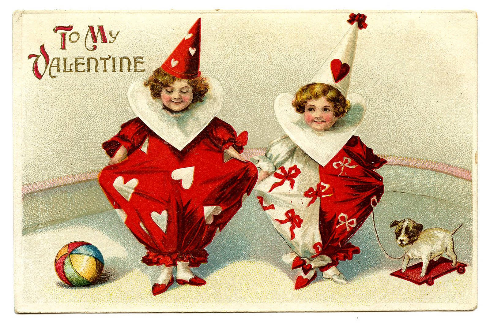 Vintage Valentine's Clowns Background