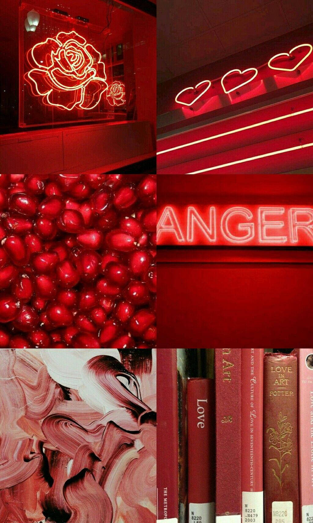 Vintage Vibrant Neon Red Aesthetic Iphone Background