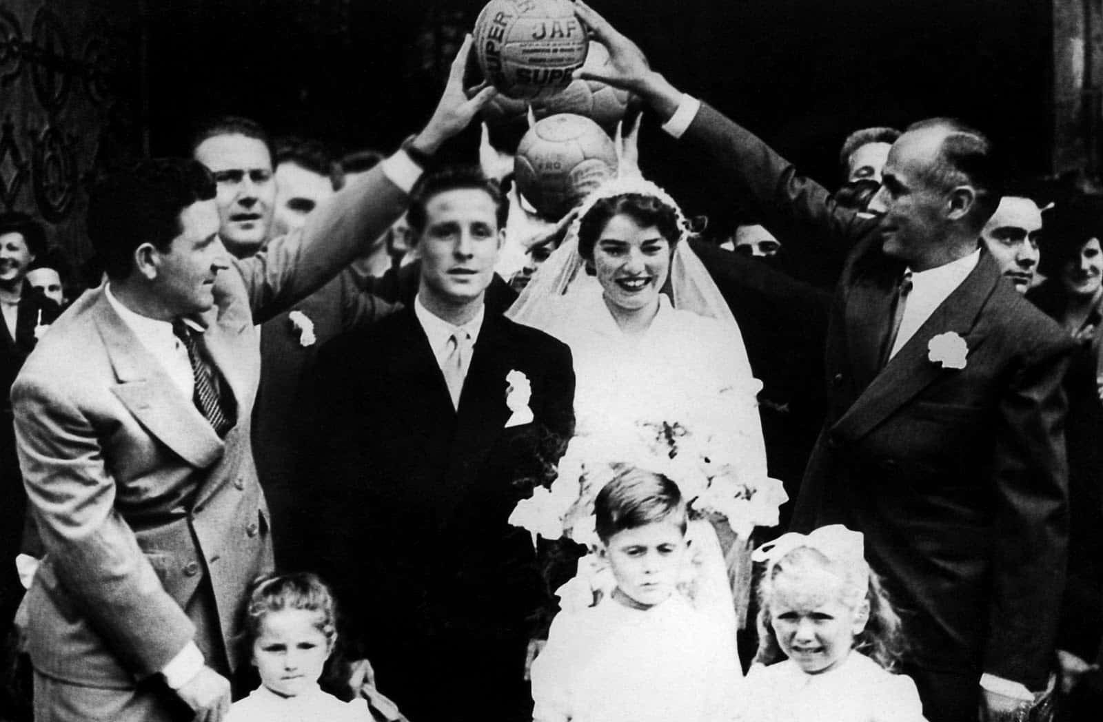 Vintage Wedding Celebrationwith Football Background