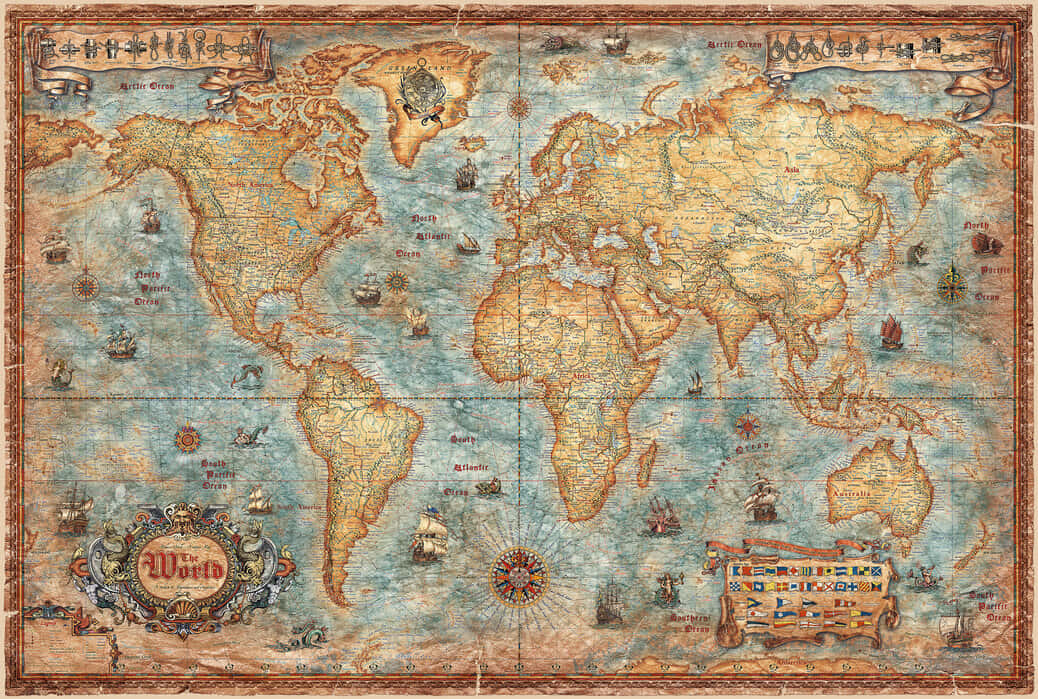 Vintage World Map Antique Style Background