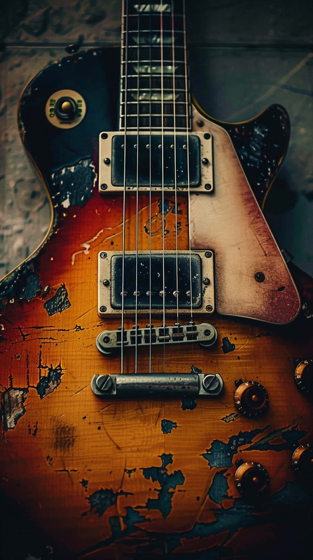 Vintage Worn Electric Guitar Background