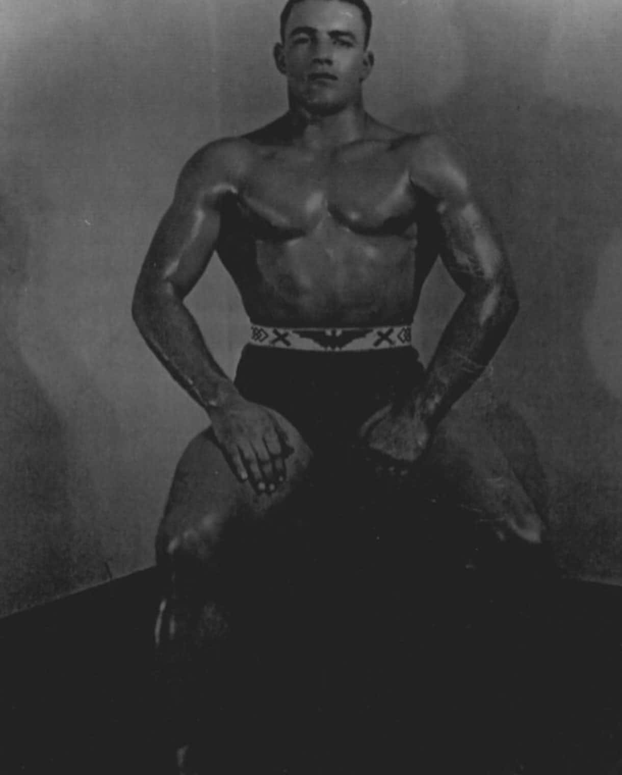 Vintage Wrestler Portrait Stu Hart Background