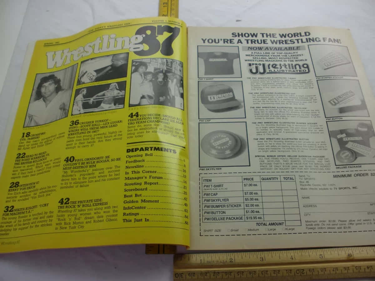 Vintage Wrestling Magazine Spread1987 Background