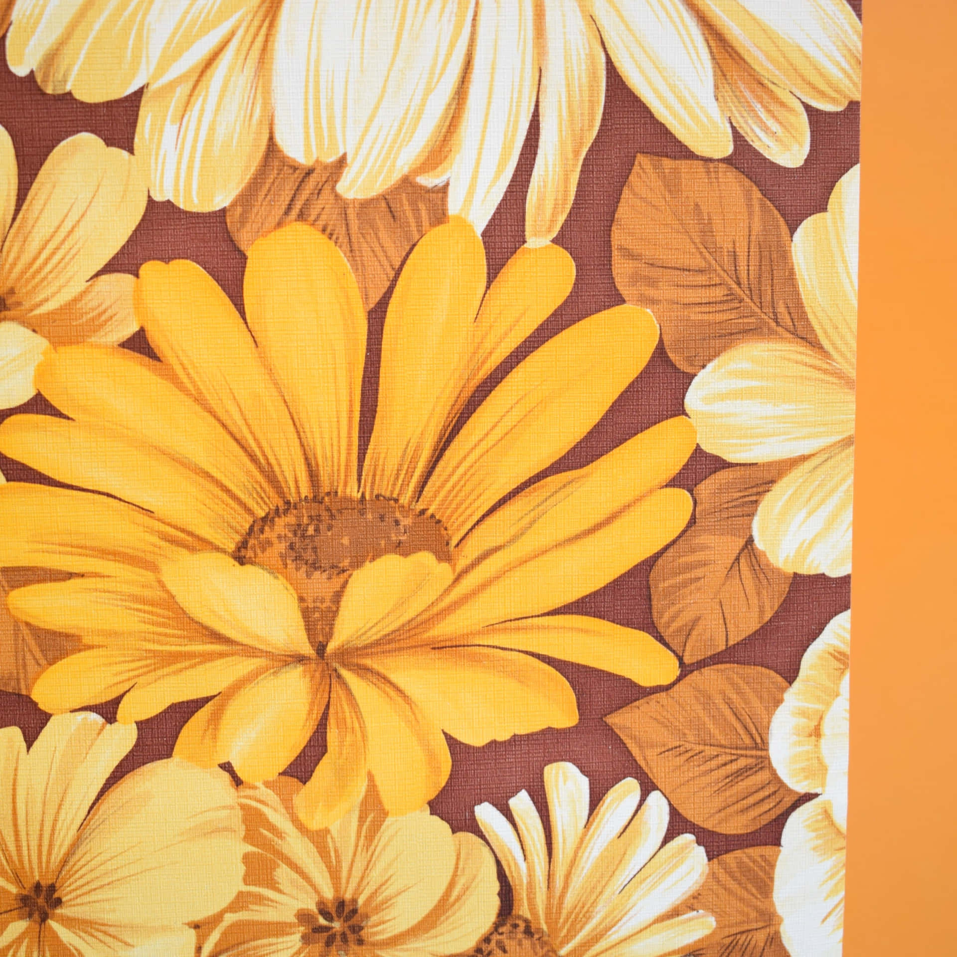 Vintage Yellow Flowers Pattern70s Style Background