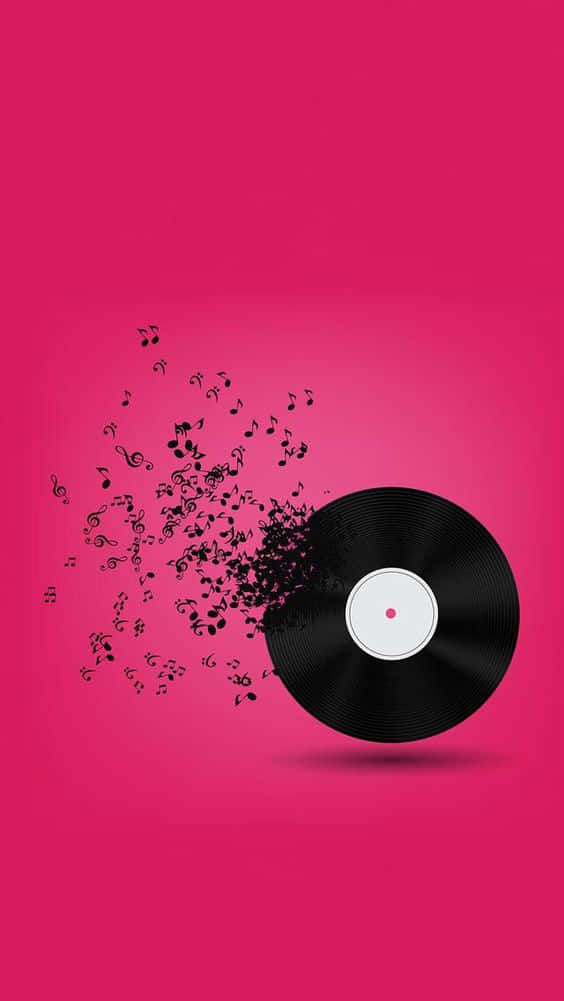 Vinyl Record Fading Into Musical Notes Background