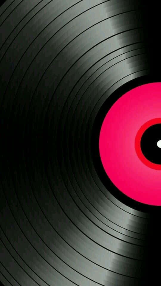 Vinyl Record With Pink Label Background