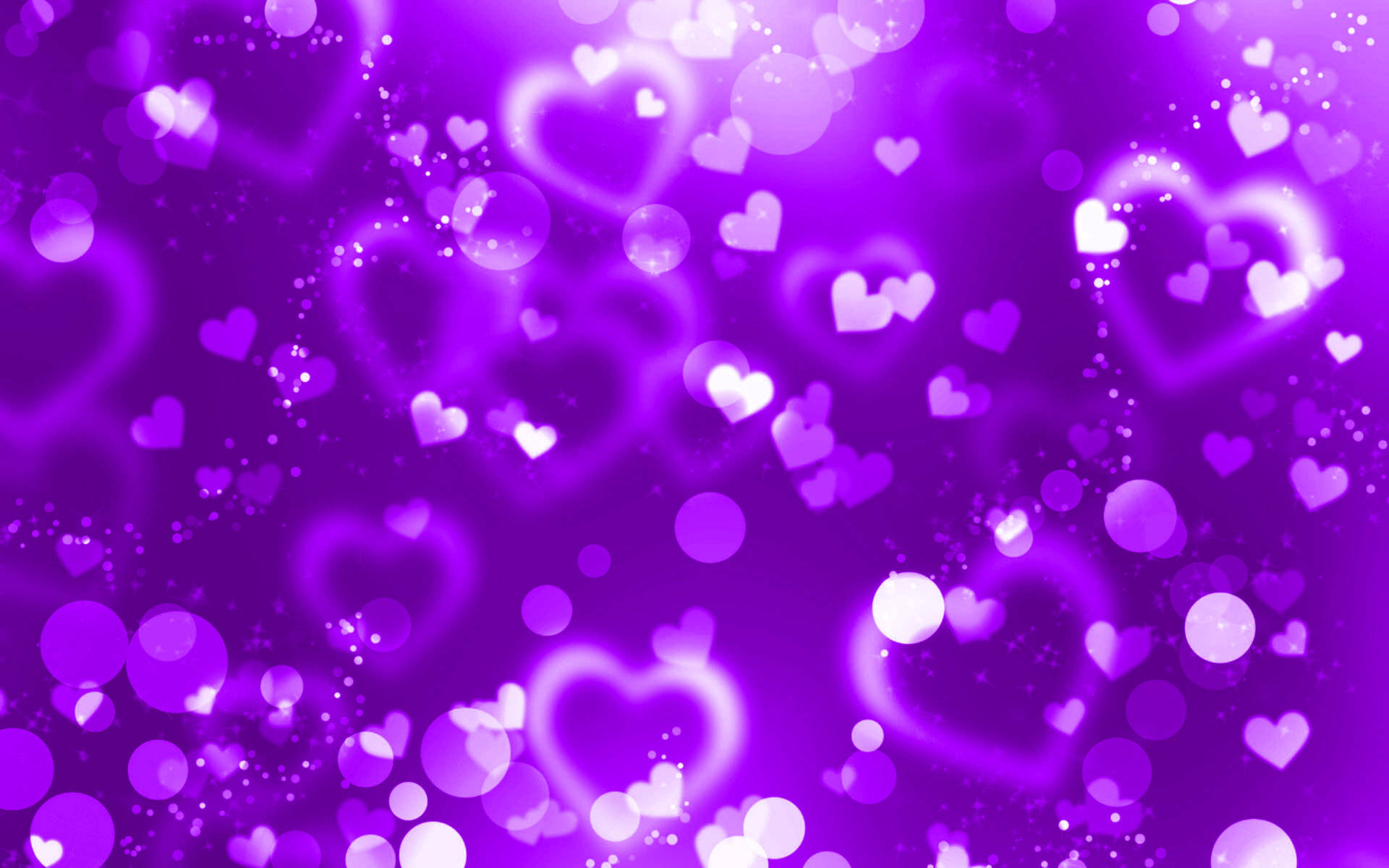 Violet Aesthetic Glaring Hearts Background