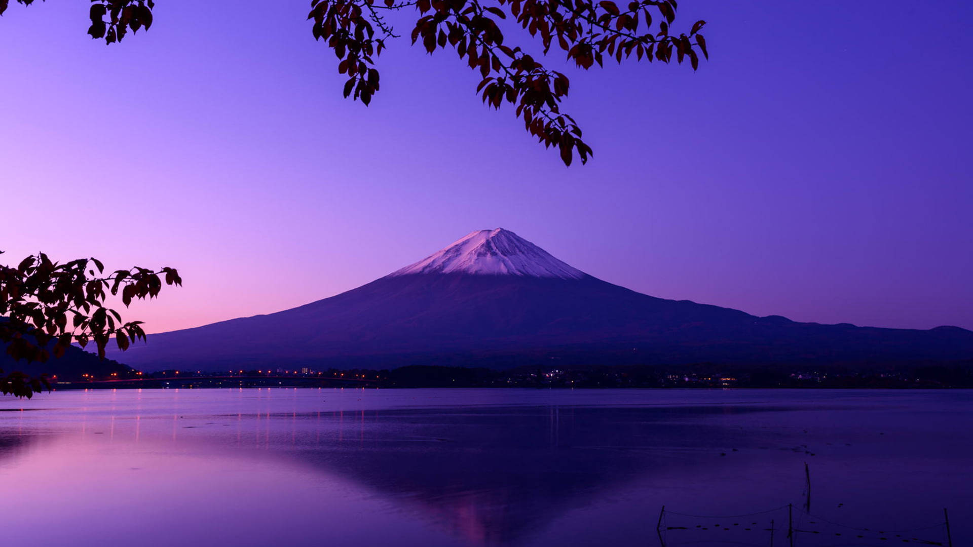 Violet Aesthetic Mount Fuji Landscape Background