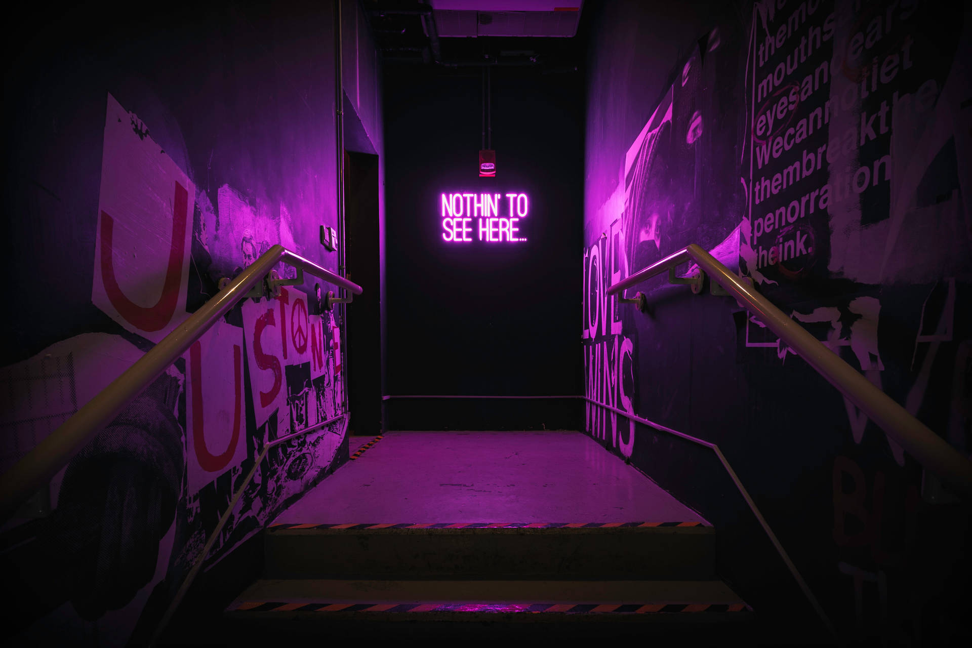 Violet Aesthetic Neon Light Entrance Background