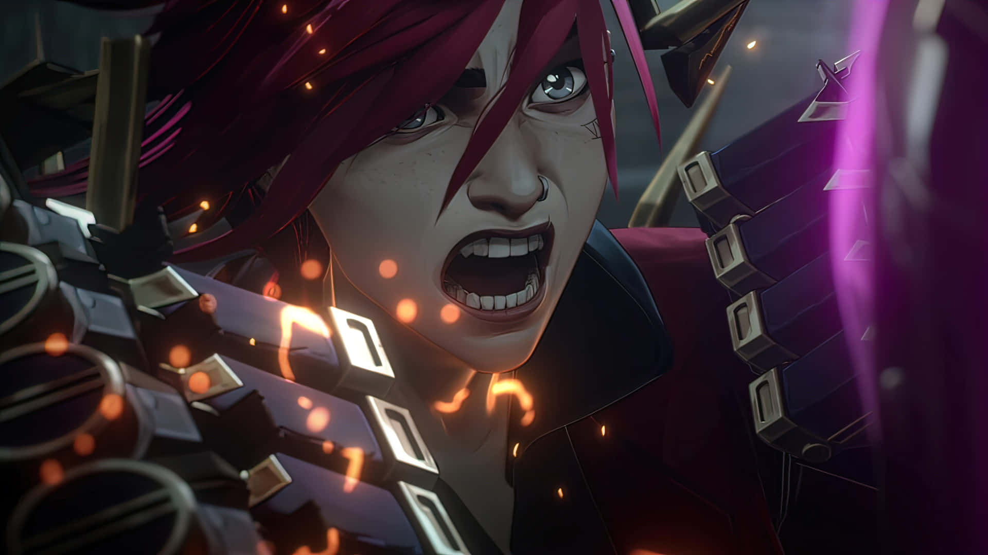 Violet Arcane Angry Face Background