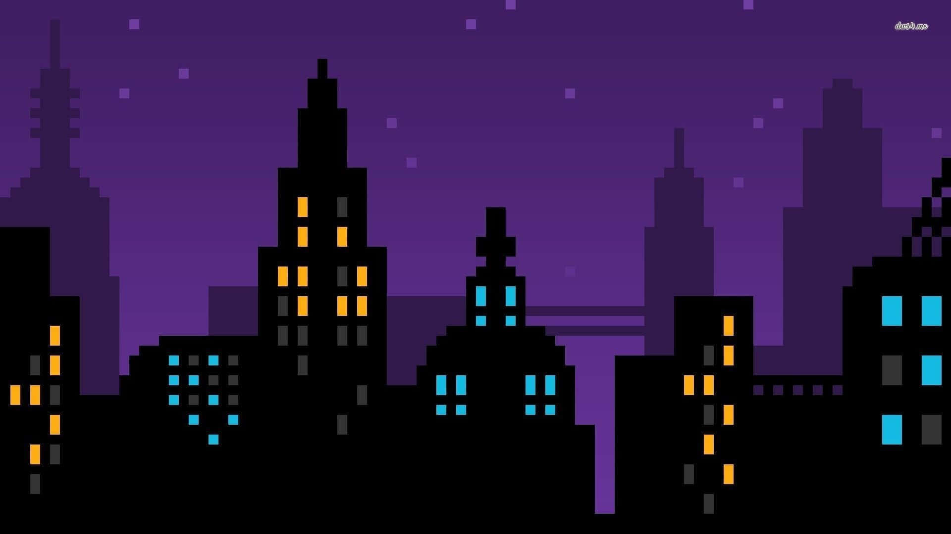 Violet City Pixel Art Background