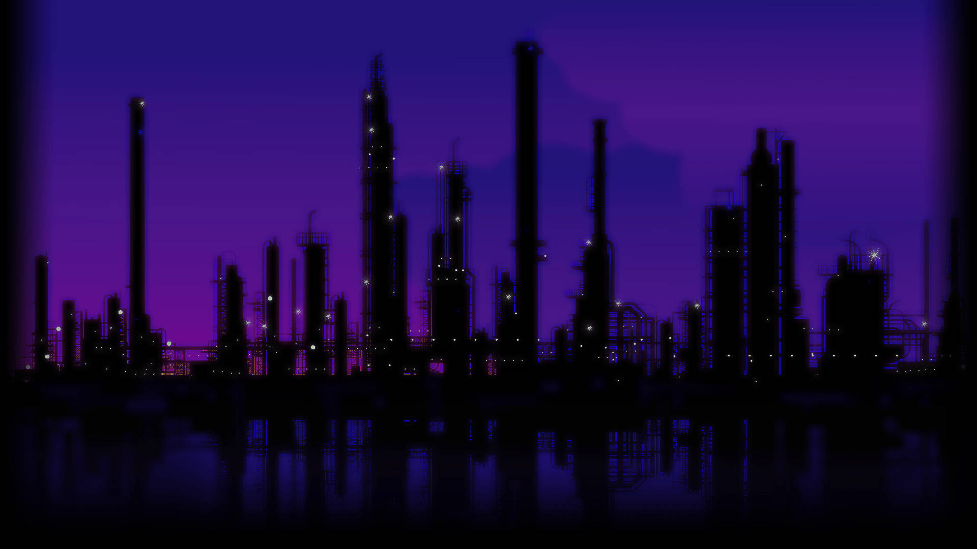 Violet Cityscape Skyscrapers Silhouette
