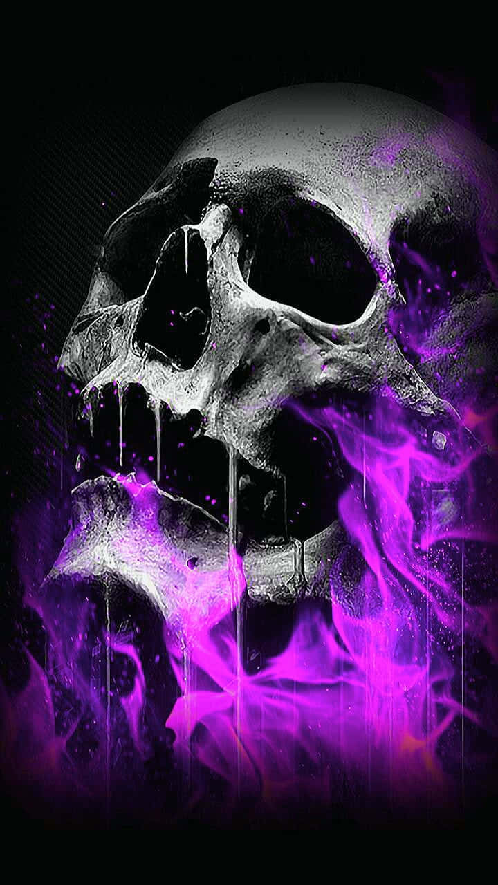 Violet Fire Skull Background