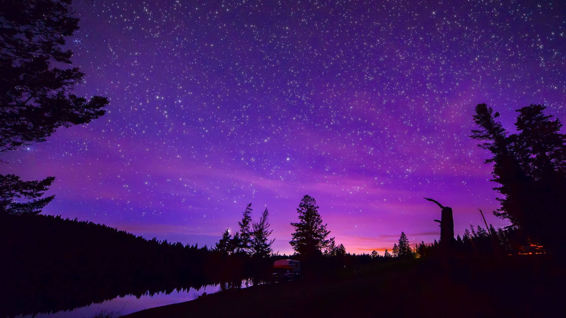 Violet Gradient Skies Starry Night Background