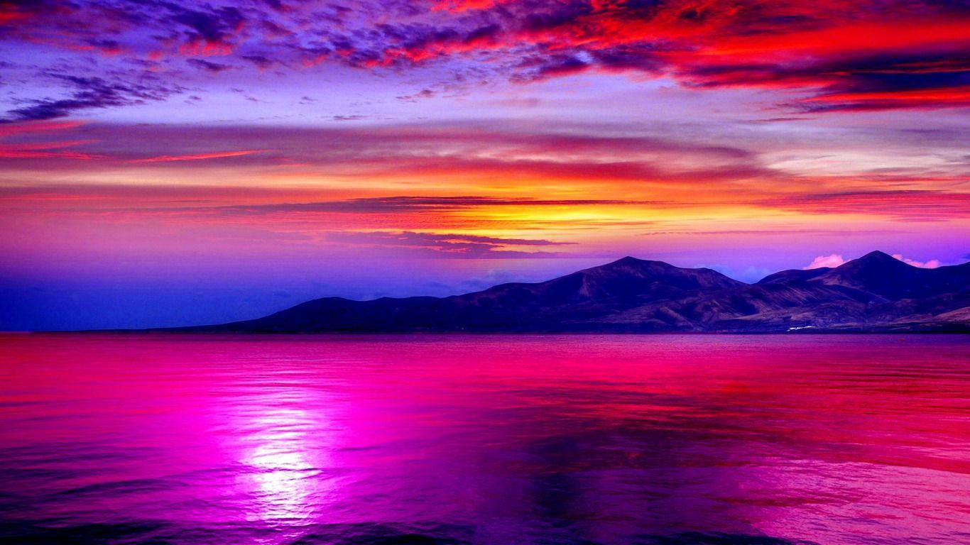 Violet Ocean Scenic Background