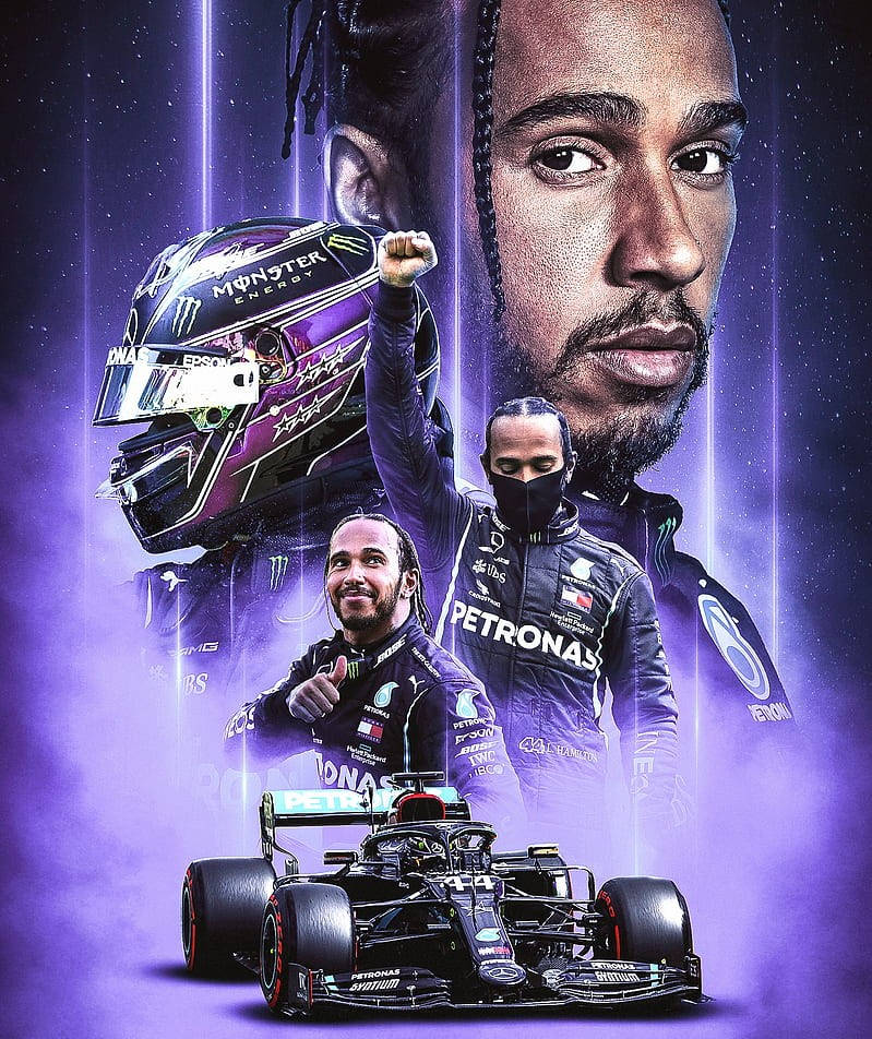 Violet Poster Of Lewis Hamilton F1 Background