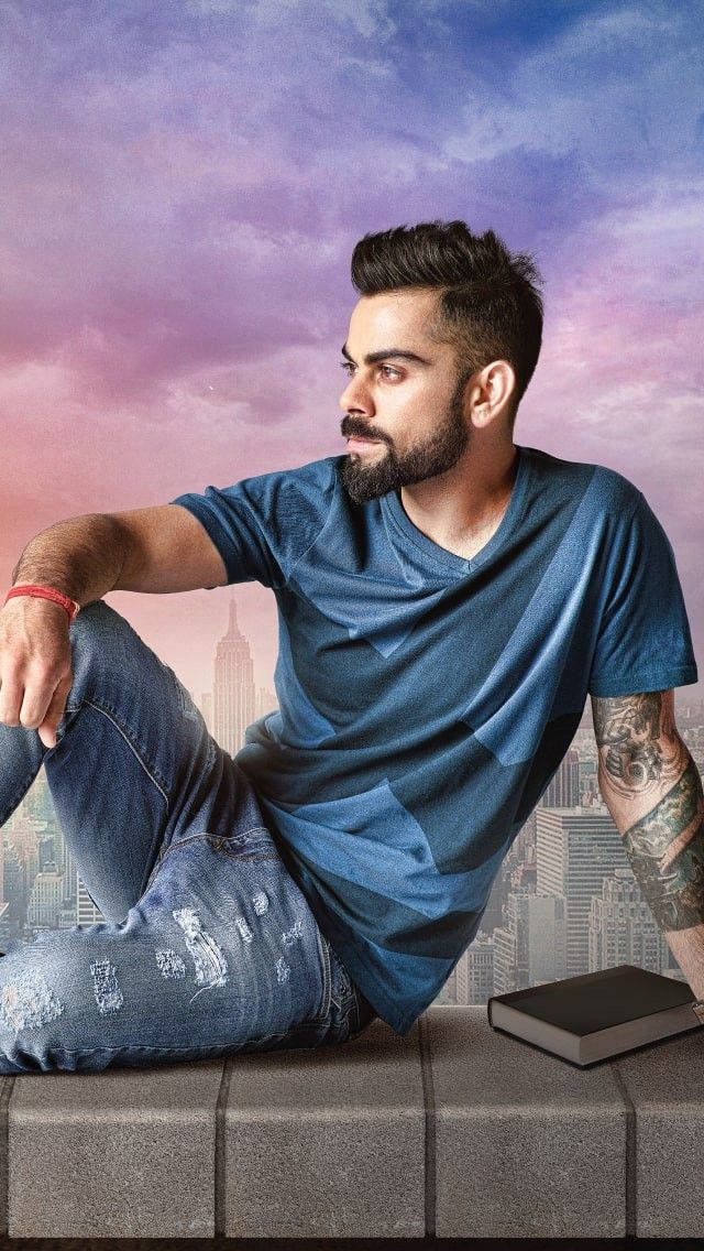 Virat Kohli Hd Blue Shirt Background