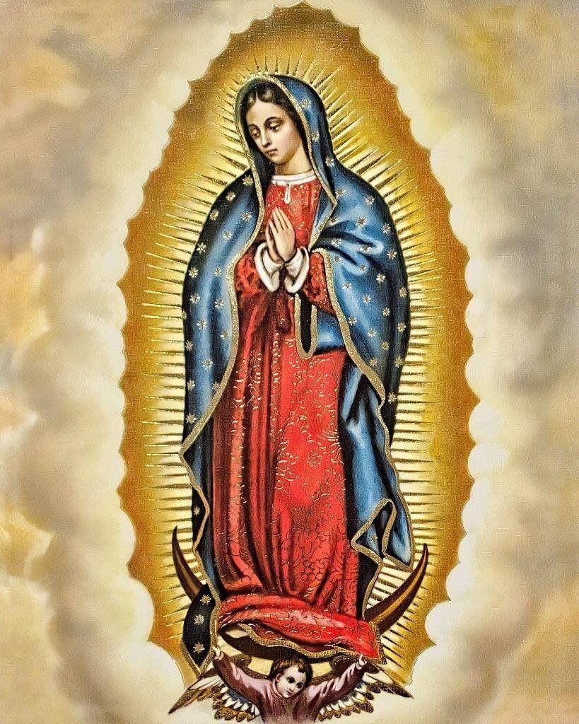 Virgen De Guadalupe Golden Light Background