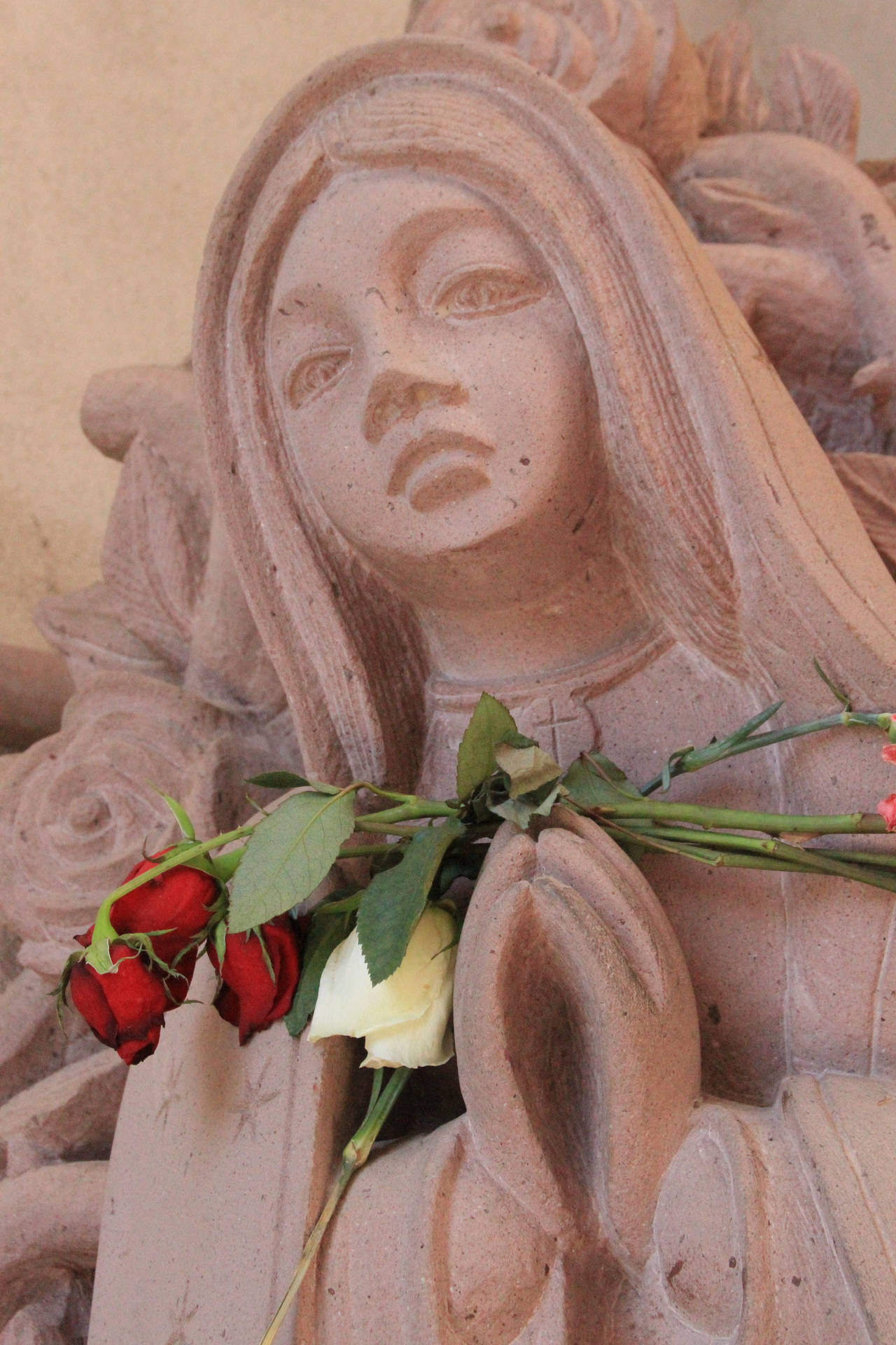 Virgen De Guadalupe Stone Statue Background