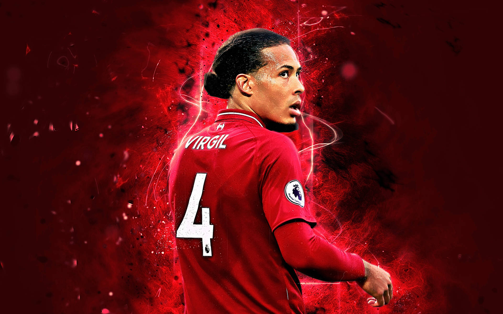 Virgil Van Dijk Red Energy Graphic Background