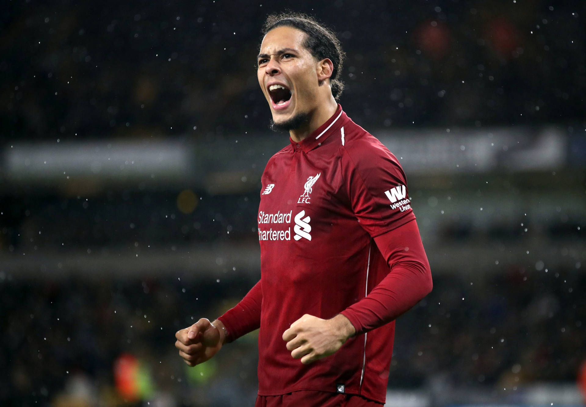 Virgil Van Dijk Under Rain Background