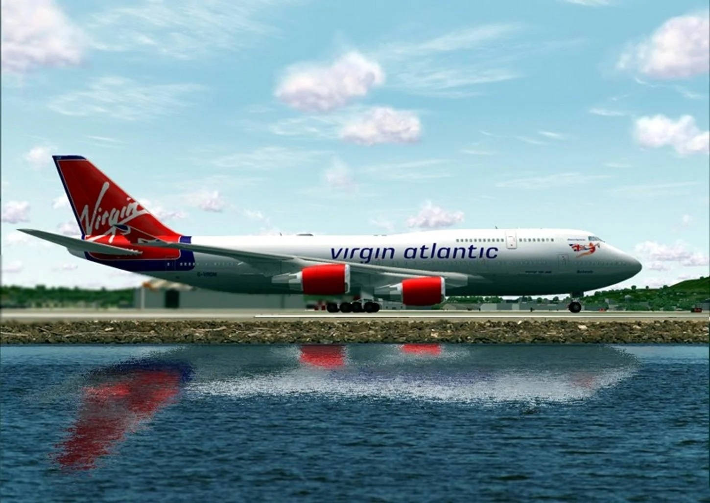 Virgin Atlantic Airplane On Runway Background