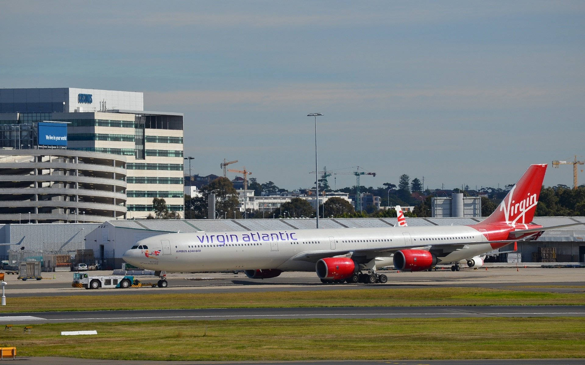 Virgin Atlantic Airplane Preparing To Board Background