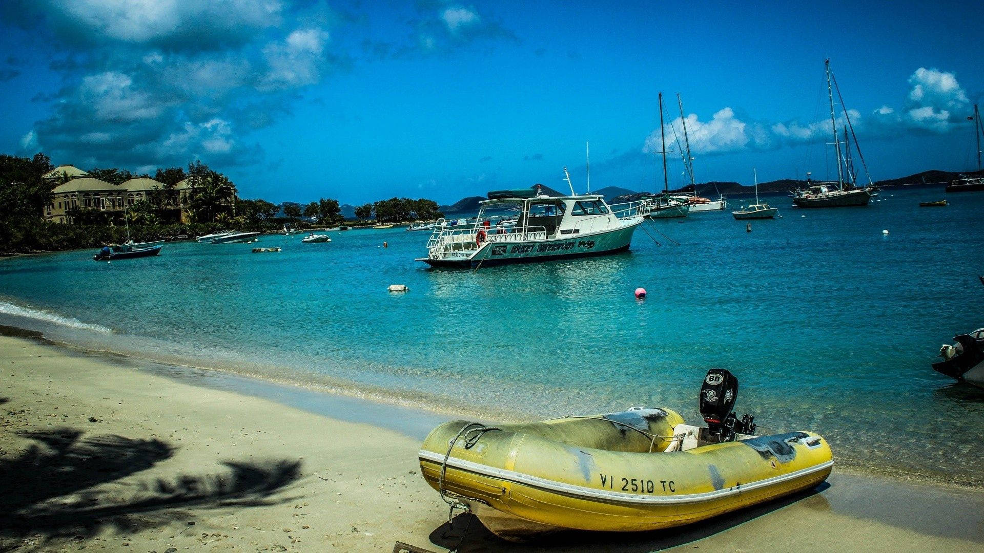 Virgin Islands Beach Boat Background