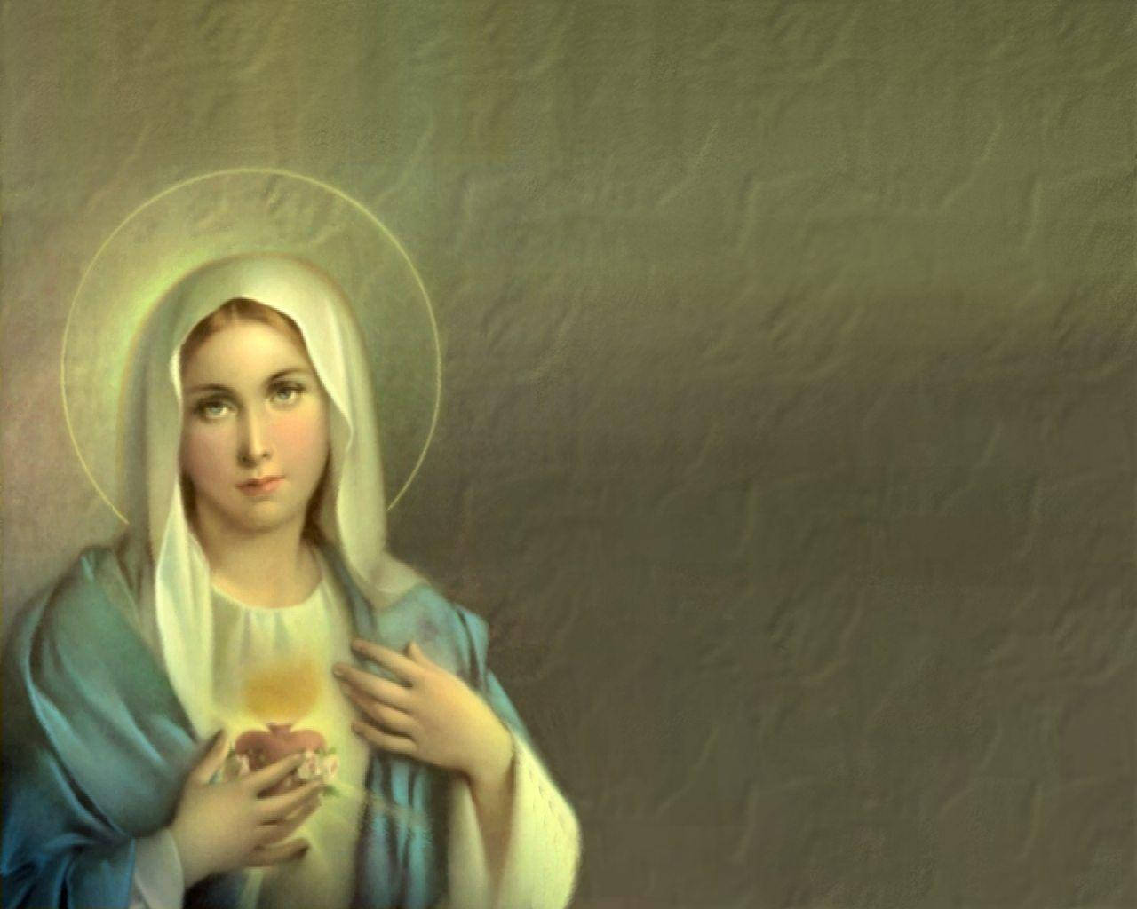 Virgin Mary Holding Sacred Heart Background