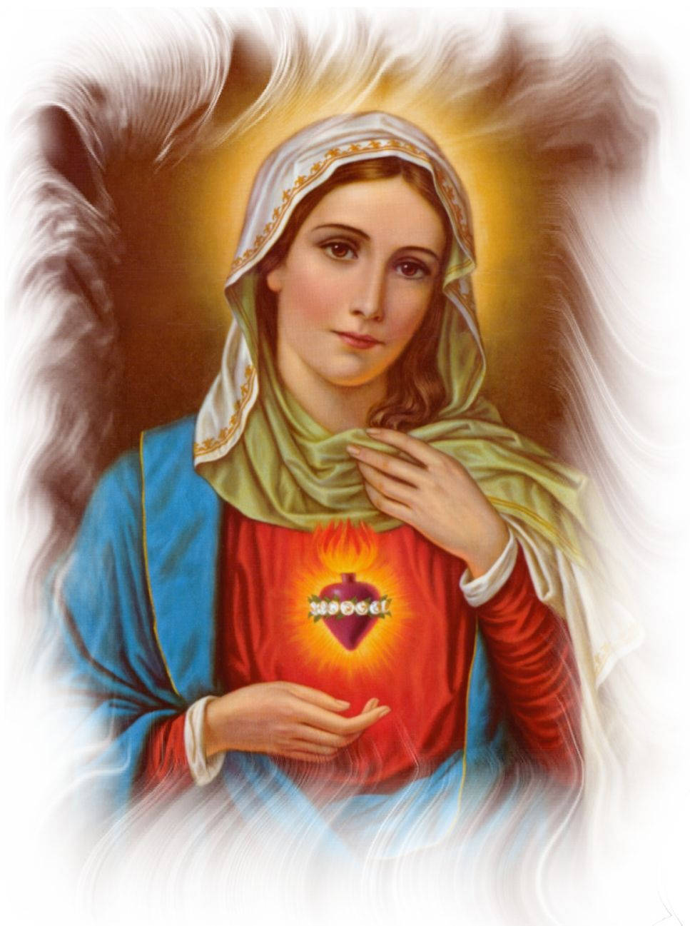 Virgin Mary Sacred Heart Portrait Background